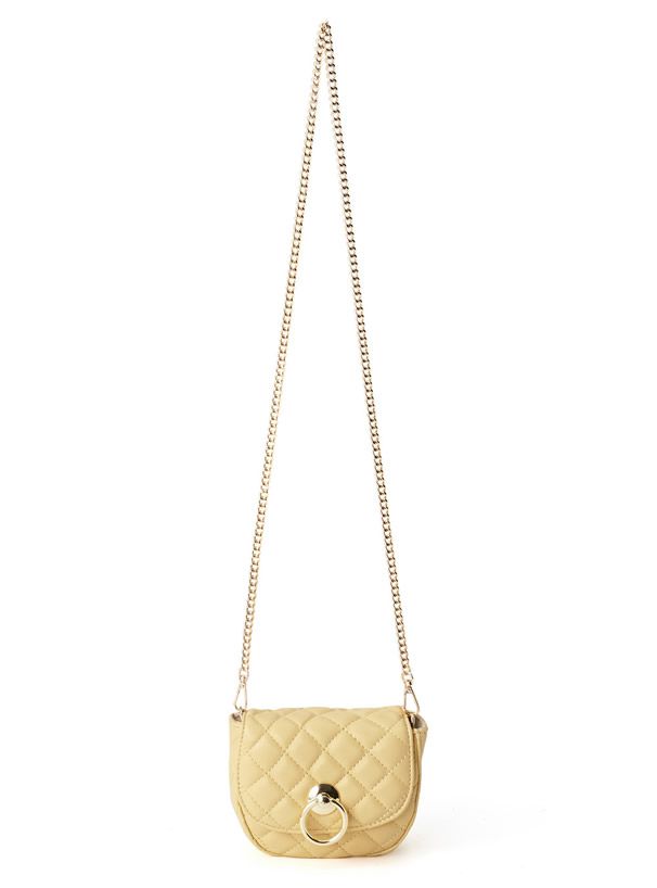 日本 GRL - 馬鞍形格紋金屬鏈小包/側背包-黑