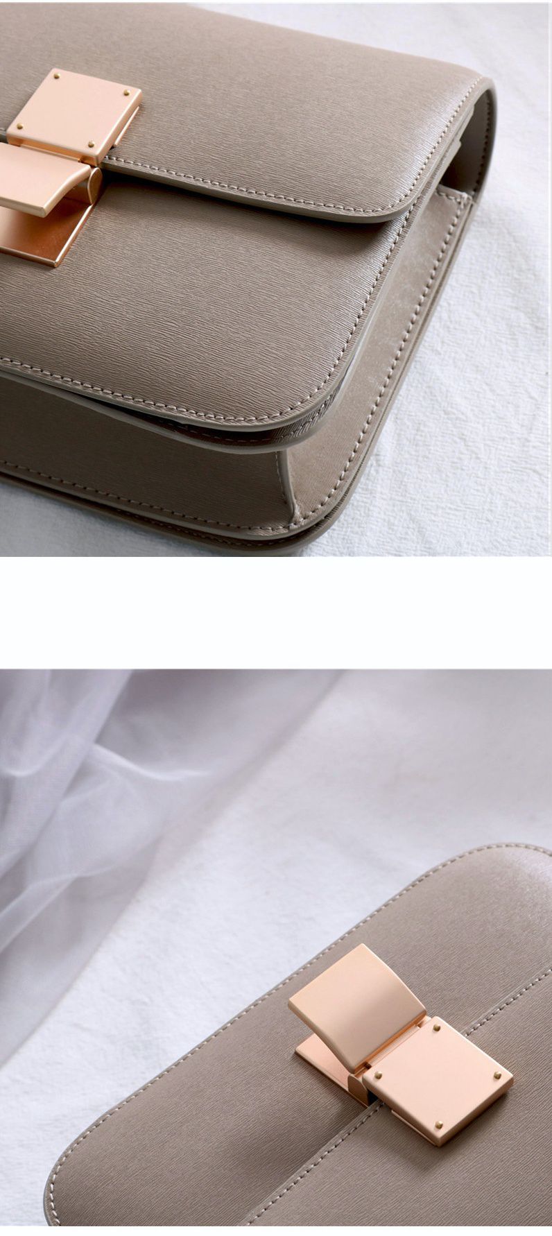 磨砂啞金真皮女包-裸粉色