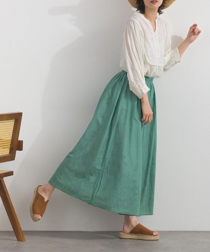 日本 Lupilien - 熱銷再販 2way雙面穿印度棉典雅長裙-白x湖水綠