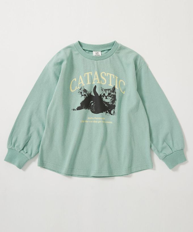 日本 devirock - 100%棉 定番女孩印花長袖上衣-愛心-粉紅