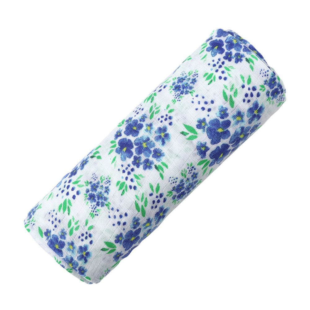美國 Malabar baby - 有機棉包巾-藍調花語 (120*120cm)