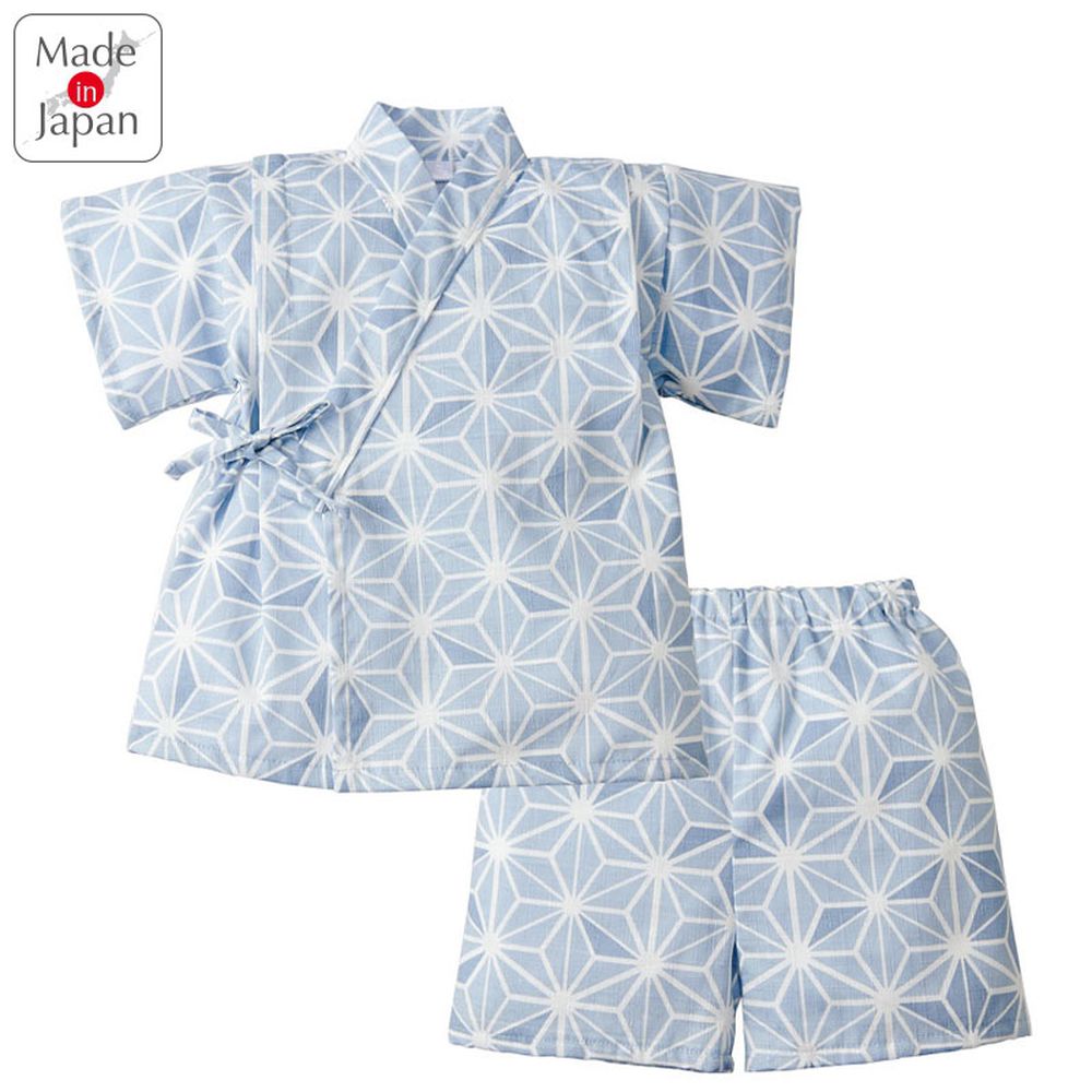 兩件式甚平-麻葉-淺藍色