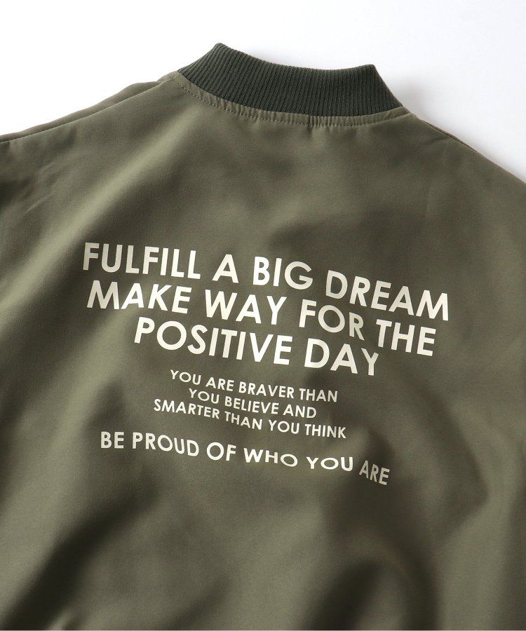 日本 BREEZE - 背後標語帥氣MA-1飛行夾克-焦糖豹紋