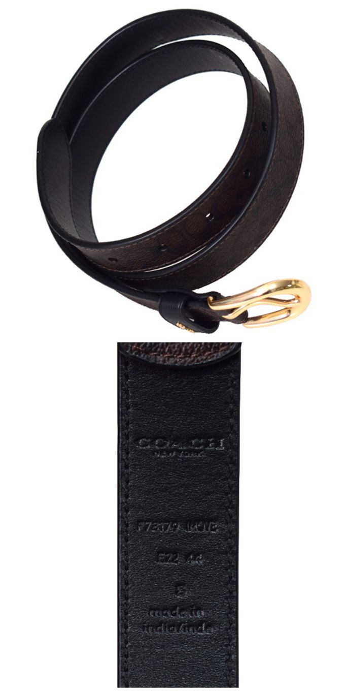 COACH - 滿版LOGO-PVC皮帶 (深咖)