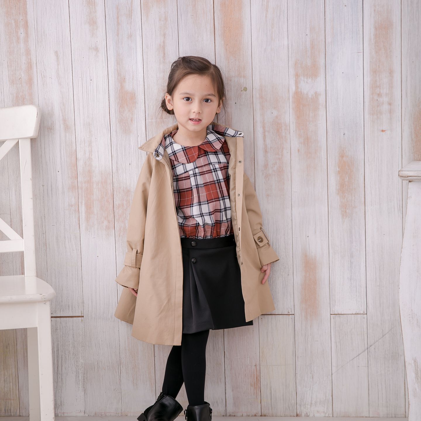 Marguerite - 法式森林大領結防潑水斗篷感風衣-卡其