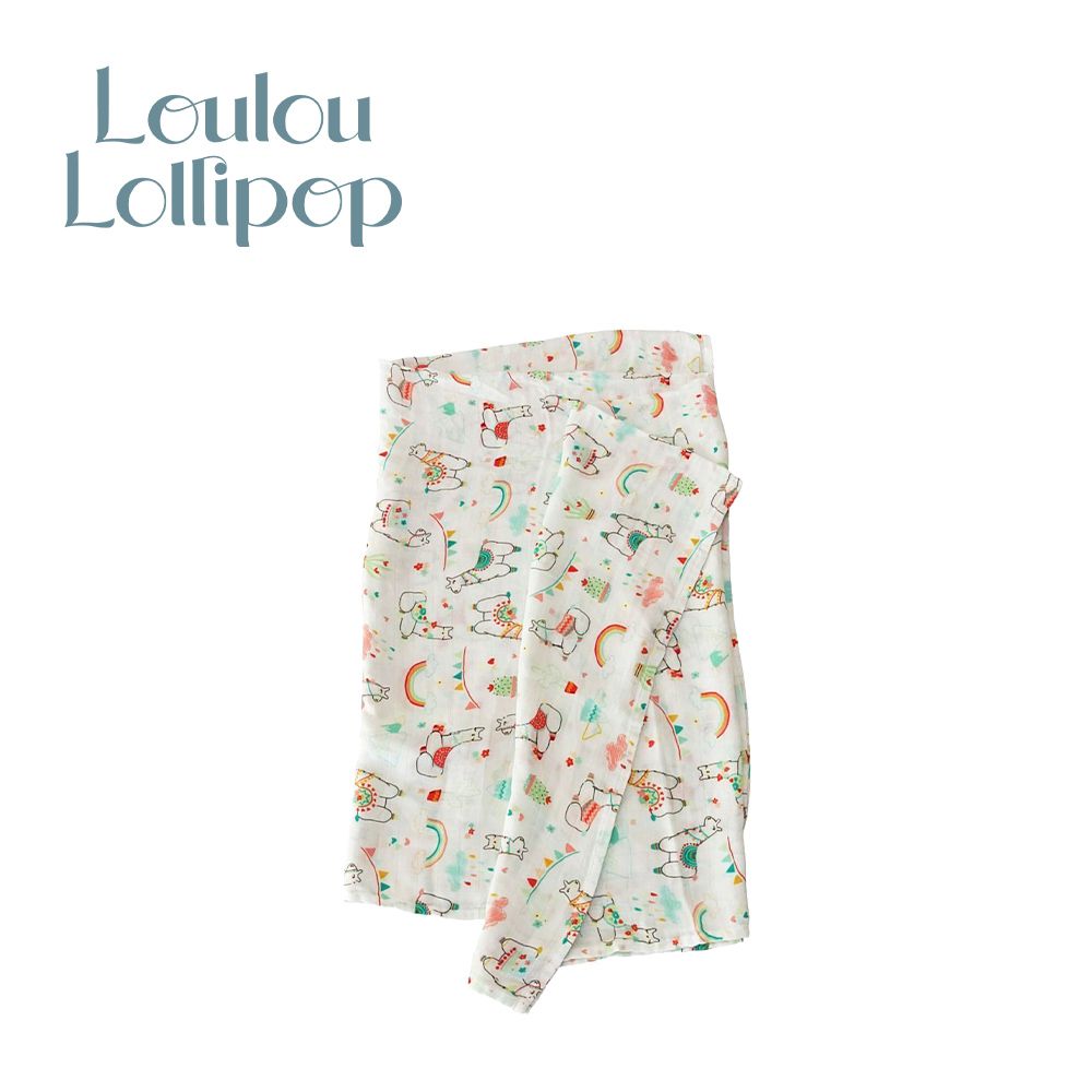 Loulou Lollipop - 竹纖維透氣包巾 - 主題款-彩虹草泥馬 (120x120cm)