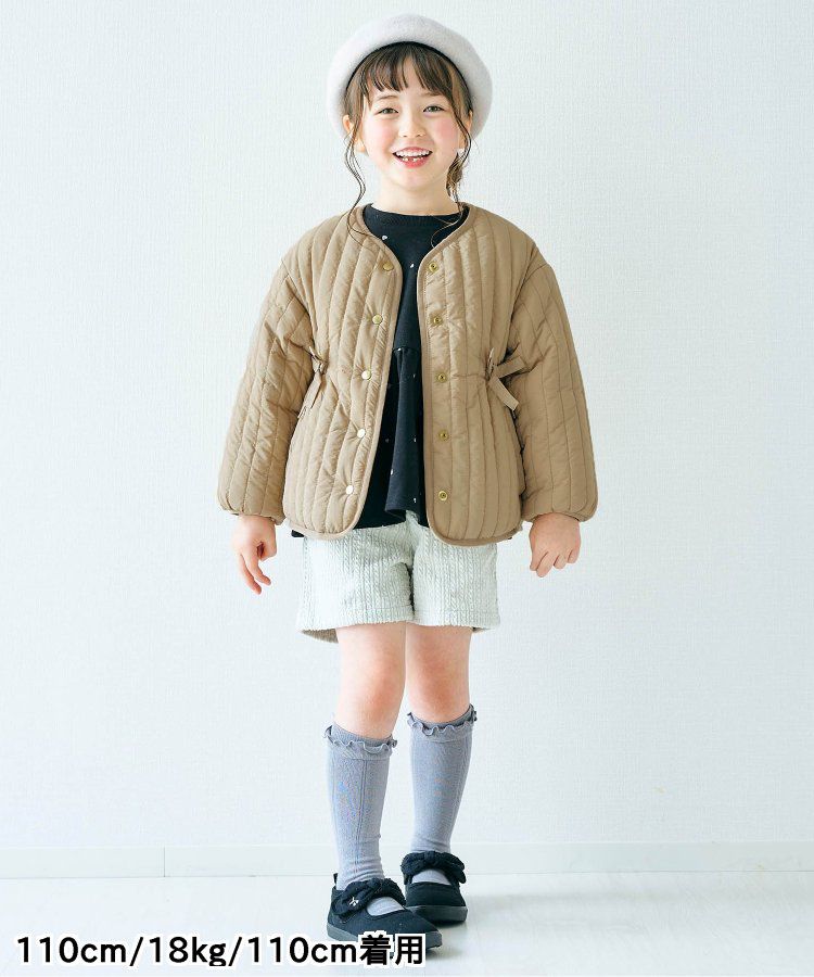 日本 apres les cours - 絎縫束腰氣質金釦雙面穿外套-花朵x淺卡其