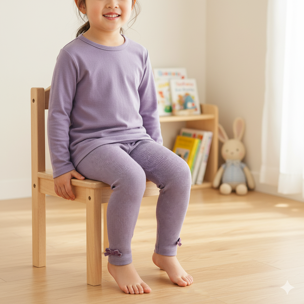 內搭褲-羅紋抽針針織布-紫色