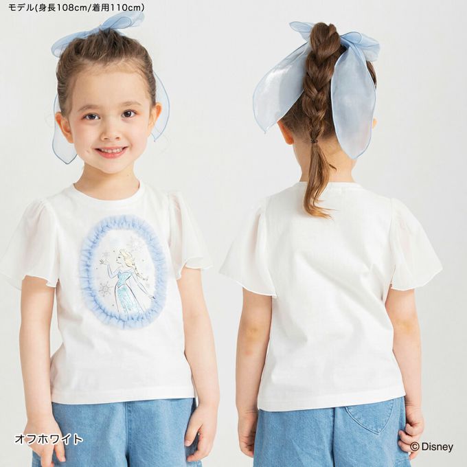 日本 BRANSHES - 迪士尼限定 夢幻雪紡短袖上衣-公主大集合-米黃