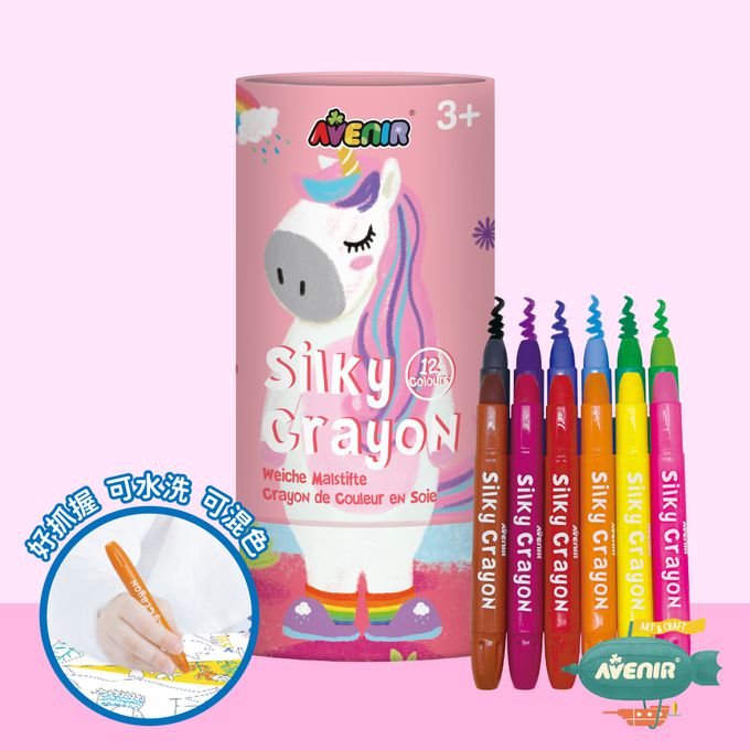 德國 Avenir Kids 艾維尼 - AK-A 畫筆類-絲滑可水洗蠟筆-我的絲滑可水洗蠟筆, 12 色獨角獸