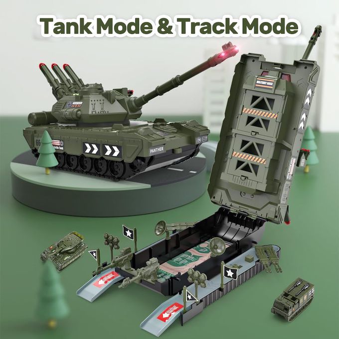 CuteStone - 軍用小汽車與聲光坦克車雙重模式套裝組合玩具