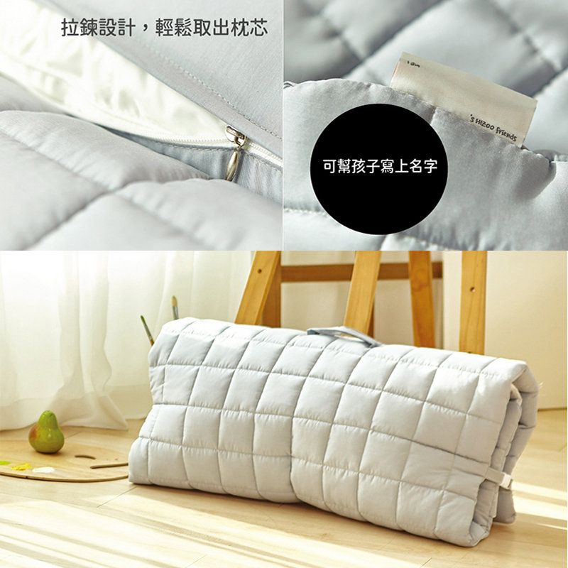 正韓Hello HiZoo - 純手工製莫代爾防蟎抗菌彩虹兒童睡袋(枕頭+睡墊+被子)-銀藍灰