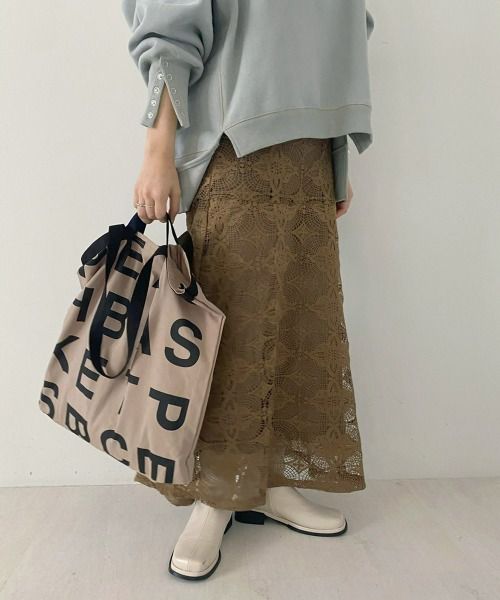 日本 Bou Jeloud - 大容量簡約字母肩背/手提托特袋-咖啡