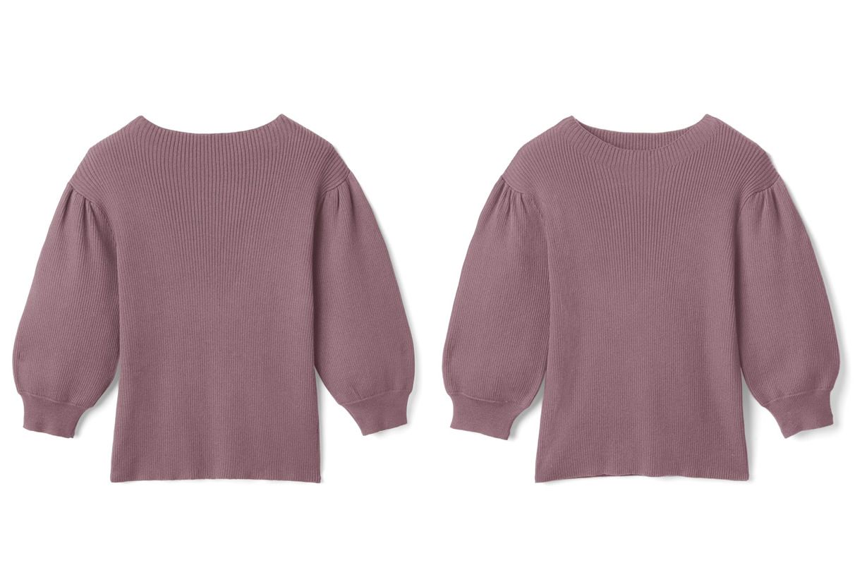 日本 GRL - 輕薄針織小澎袖五分袖上衣-杏