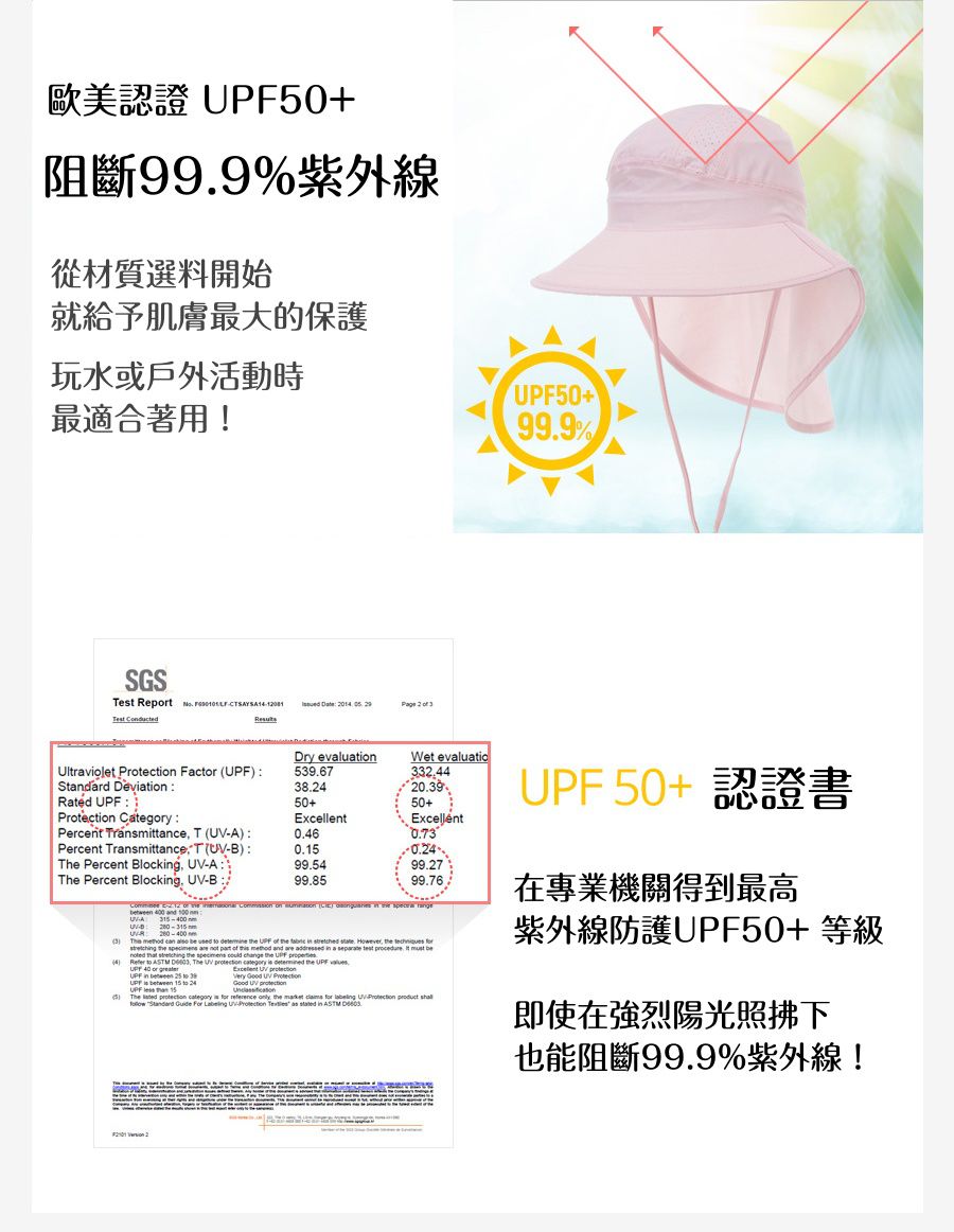 韓國 Beach Boom - 韓製UPF50+防水透氣防曬帽-優格白