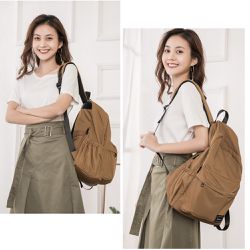 Heine 海恩 - 後背包 極簡風女包 絲綢柔軟包包 尼龍後背包 防潑水後包包 (M1001)-駝色