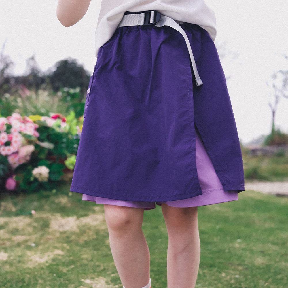 多巴胺百搭拼接裙褲-拼色紫