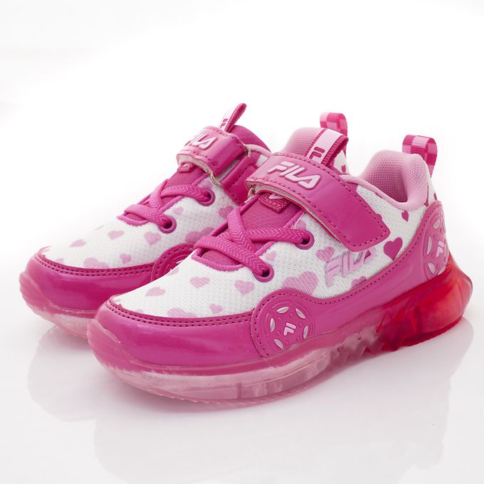 FILA - 賽車造型電燈運動鞋-7-J452X-515粉(中大童段)-運動鞋-粉