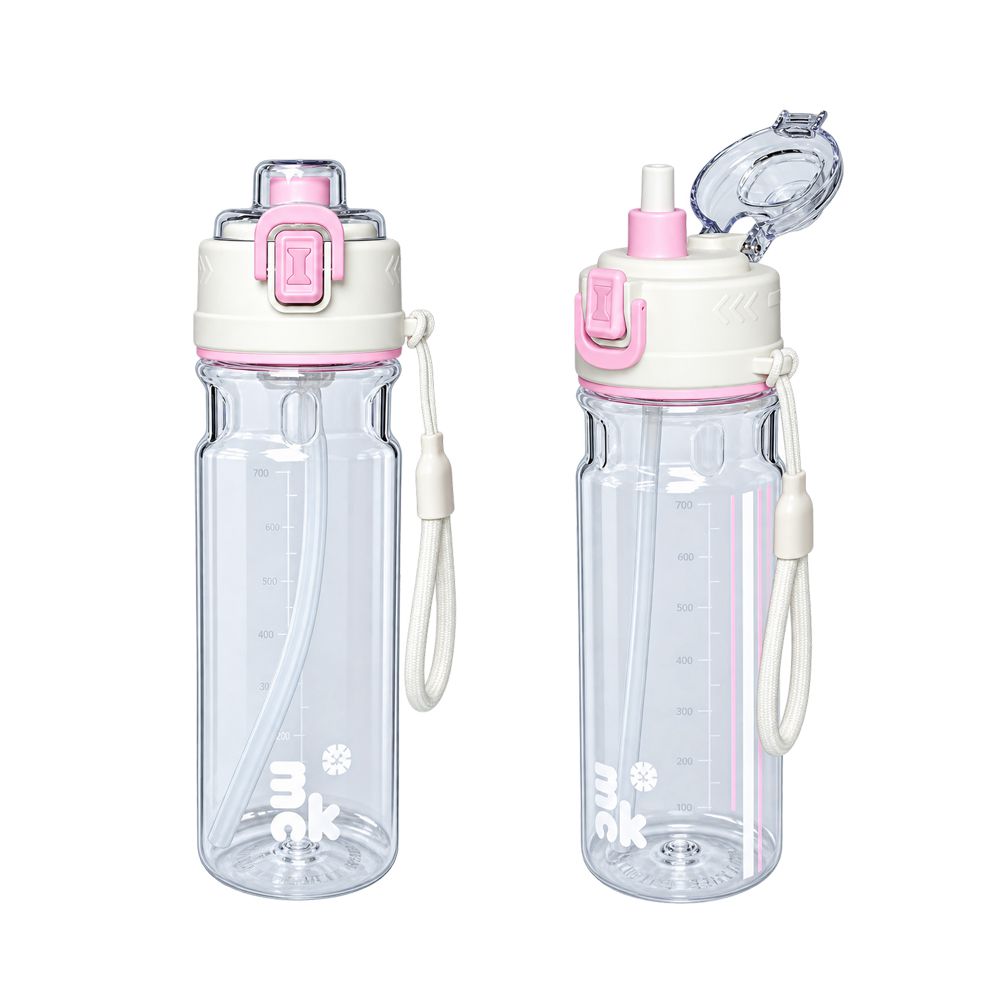 雙飲噴霧Tritan運動水壺(吸管+飲嘴)750ml-白粉