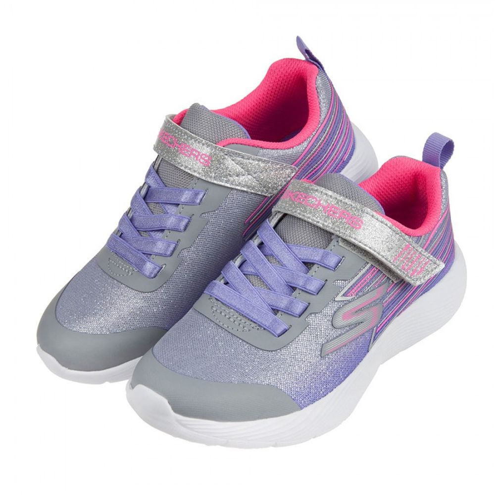 SKECHERS - DYNA_LITE灰紫色閃亮金蔥兒童運動鞋