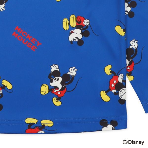 日本西松屋 - 迪士尼 圓領印花長袖上衣-復古米奇-深藍