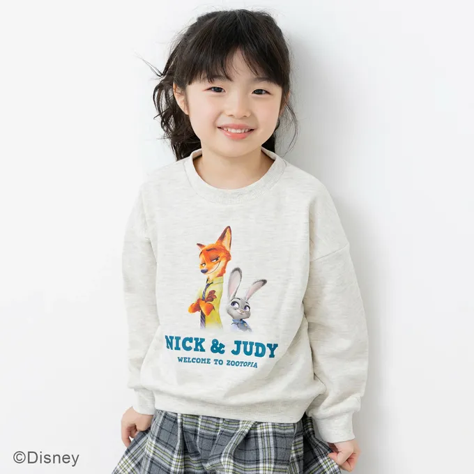 日本 Chil2 - 限量聯名 裏毛印花大學長袖上衣-卡通人物動物方城市-米杏