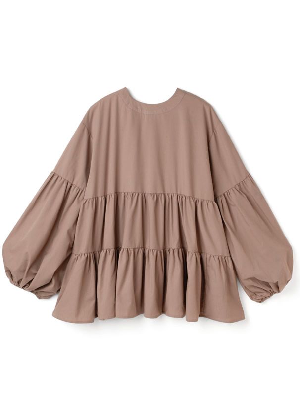 日本 GRL - 森林系層次泡泡長袖上衣-天使白 (F)