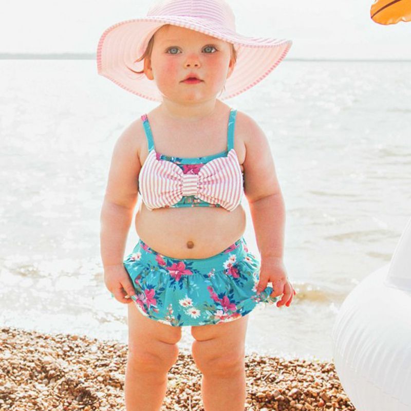 美國 RuffleButts - 小女童UPF 50+防曬無袖比基尼泳裝-夏日風情