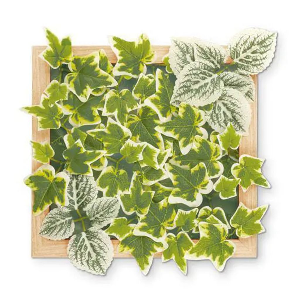 日本 KISHIMA - CT觸媒 消臭仿真植物牆面綠化片-框架式-淺綠X自然 (35x32x4cm)