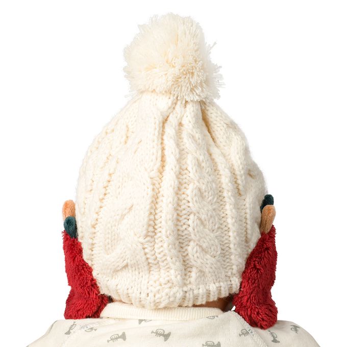 akachan honpo - 針織帽-造型耳罩-象牙白色