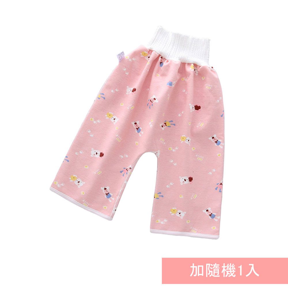 JoyNa - 2入-學習褲 隔尿裙 三層大版型隔尿褲-粉色小熊+隨機1入(褲款)