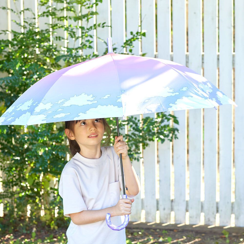日本中谷 - 抗UV 99%遮光晴雨兩用兒童直傘-雲朵-晚霞粉 (55cm(身高130cm以上))