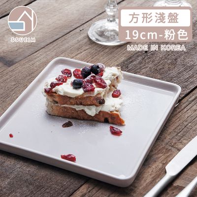 韓國 SSUEIM - LEED系列莫蘭迪陶瓷方形淺盤19cm (粉色)