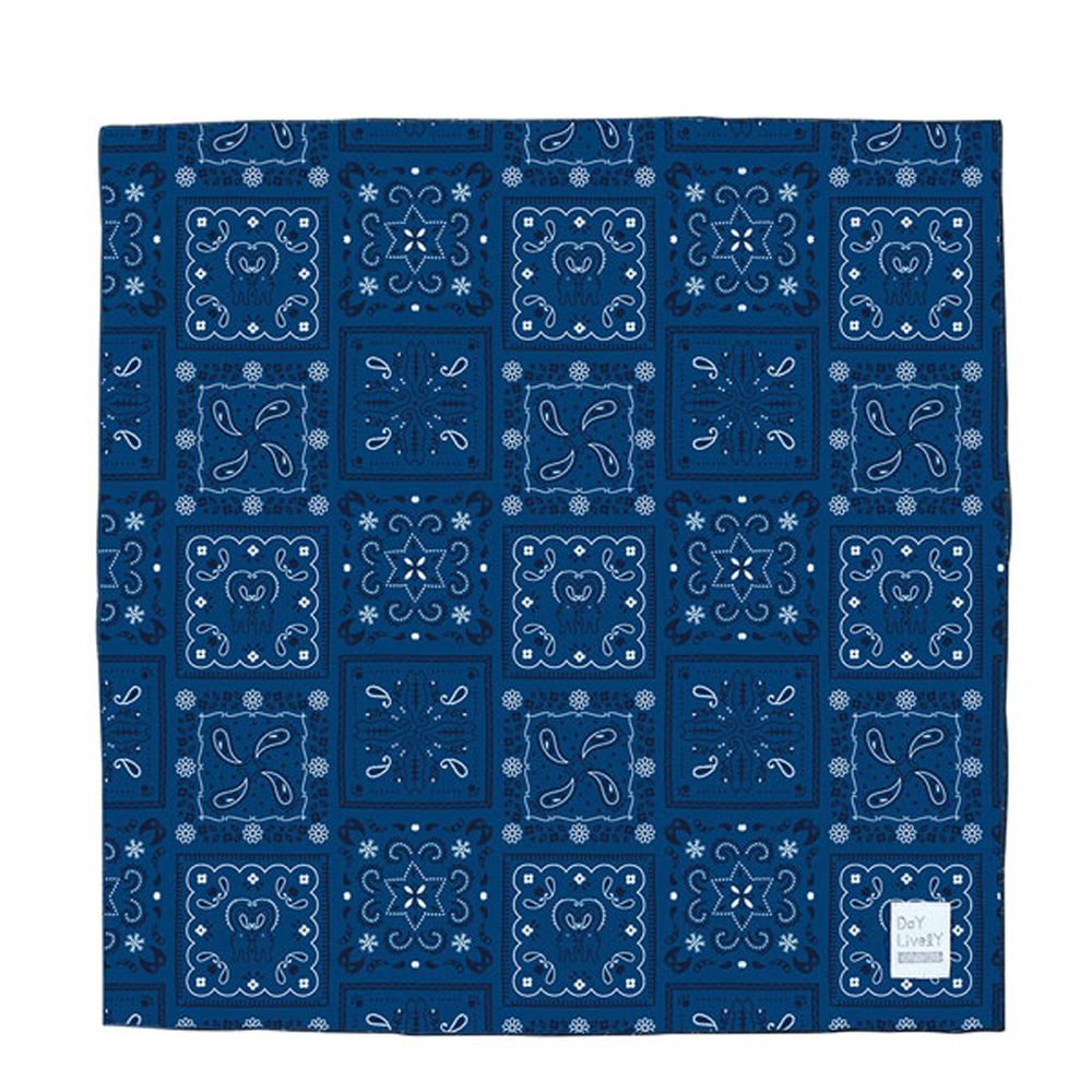 日本 DECOLE - 神奇水涼感方巾/領巾-圖騰-藍 (50x50cm)