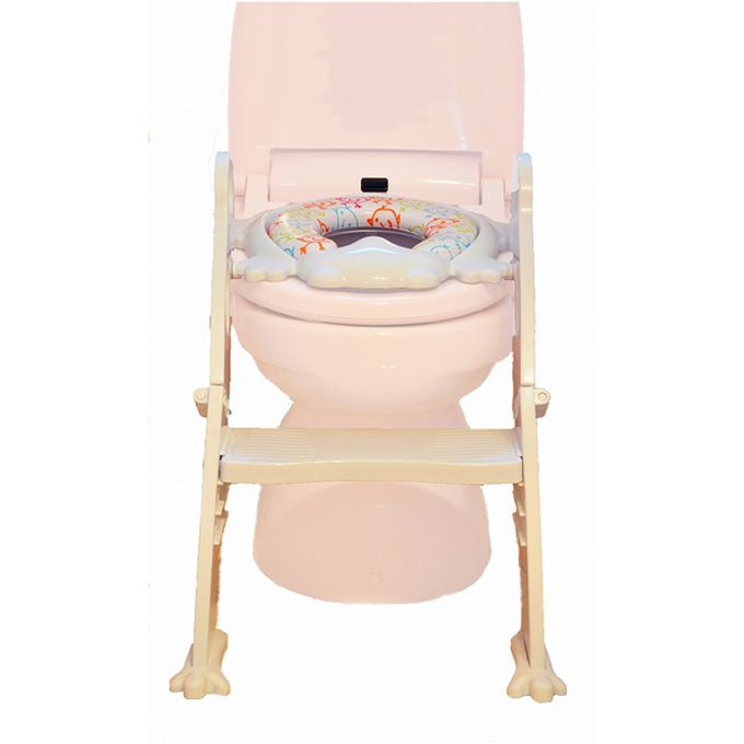 akachan honpo - 青蛙造型鬆軟階梯式馬桶輔助坐墊-白色