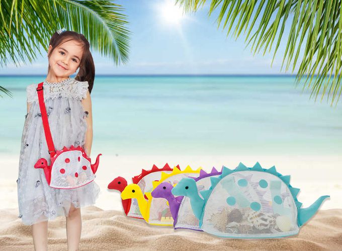 立體造型兒童斜背玩沙包-小恐龍-紫色 (18x10x15cm)