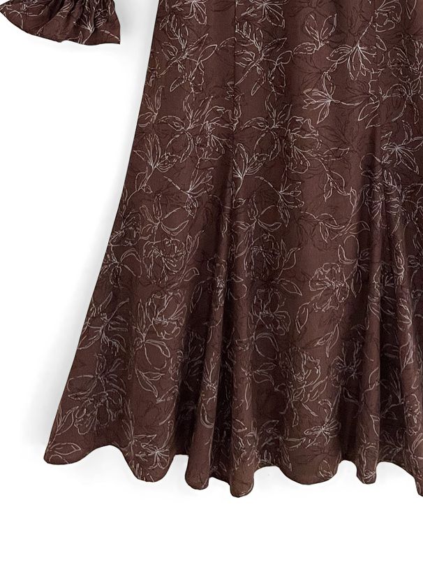 日本 GRL - 優美公主蝴蝶結糖果袖洋裝-深可可