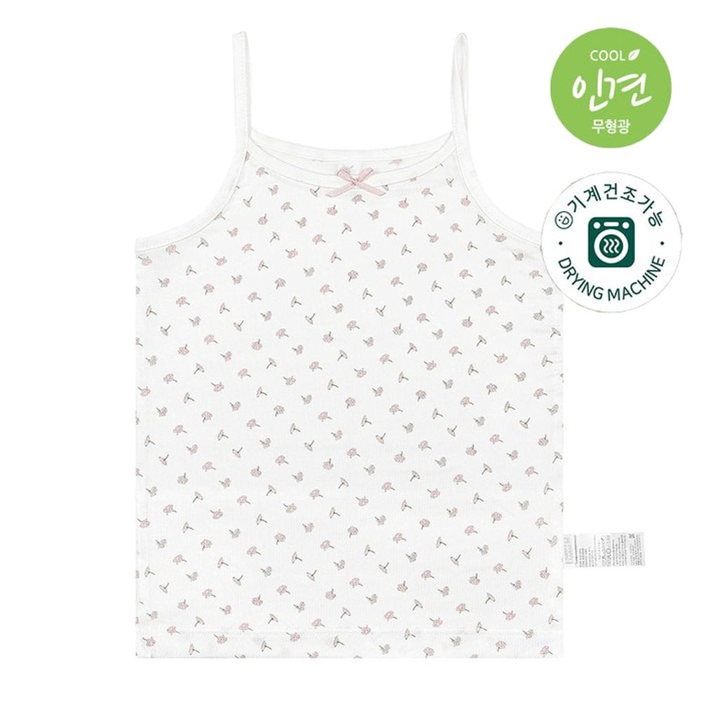 嫘縈涼感透氣細肩帶內衣(女寶)-迷你小粉花-白