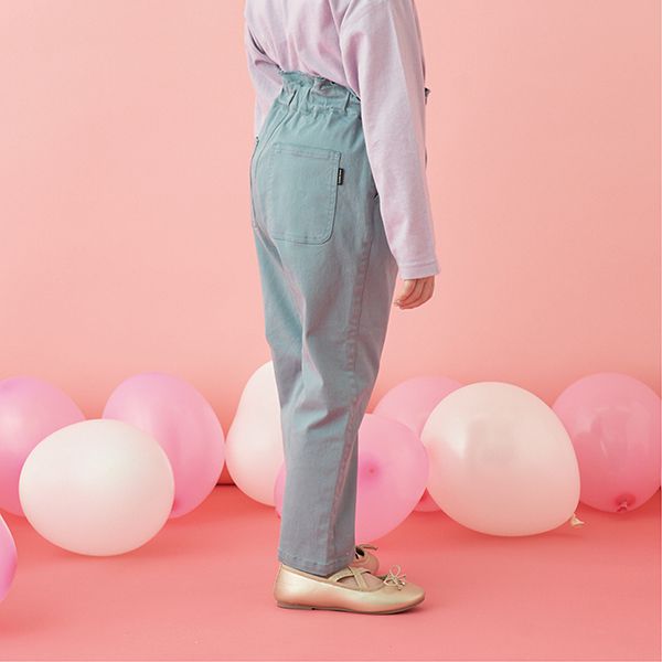 日本 Lycee mine - 俏麗皺摺錐形彈力長褲-黑