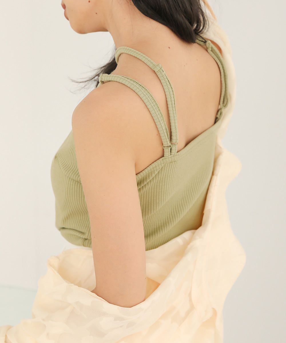 日本 Bab - 2WAY羅紋彈性內搭(附bra)-黑