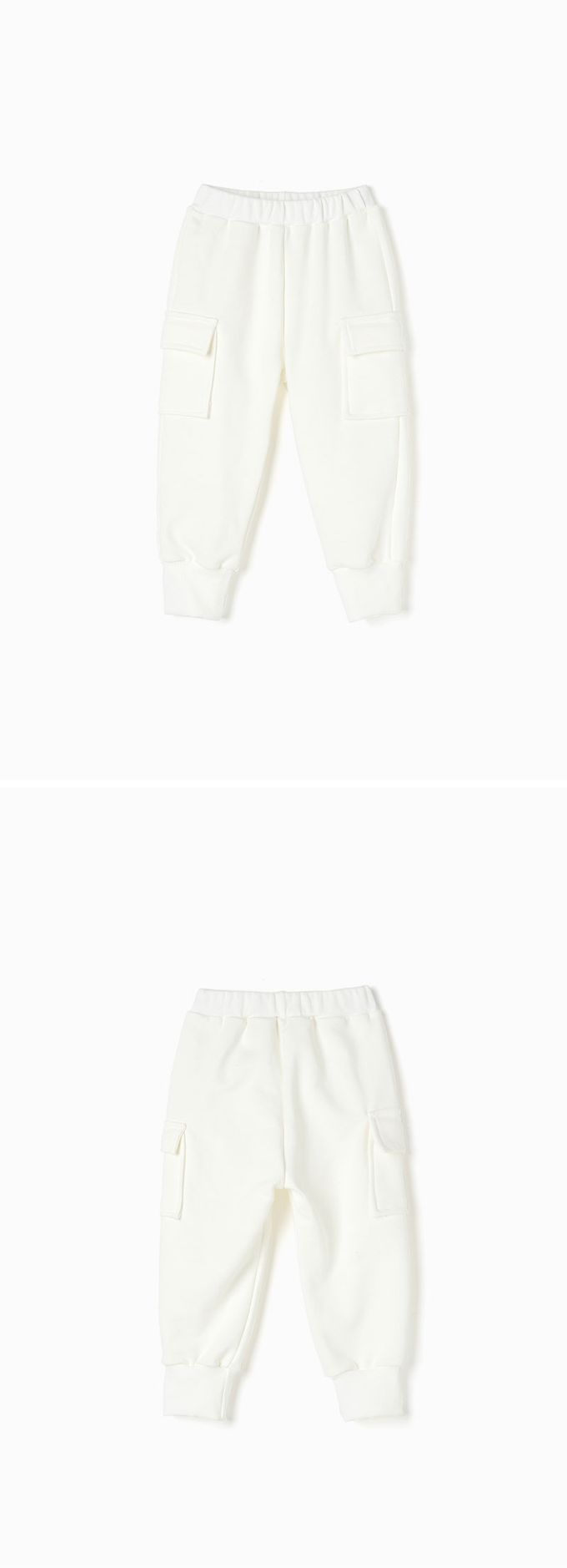 韓國 OZKIZ - 鬆緊腰側邊大口袋縮口長褲-象牙白