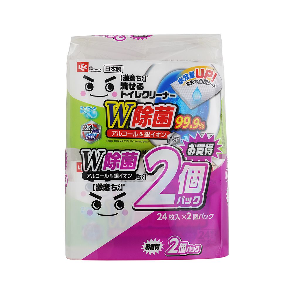 日本 LEC - 【激落君】日製廁所W除菌去污擦拭巾24枚2包入