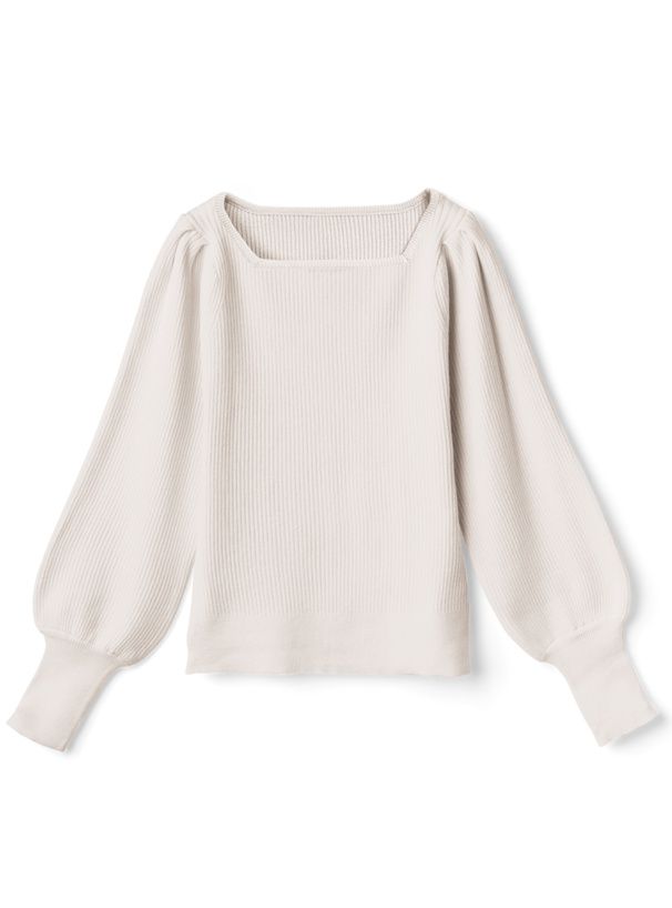 日本 GRL - 百搭方領彈性針織上衣-咖啡