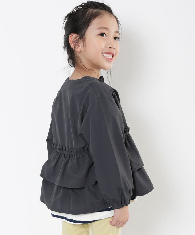 日本 devirock - 防潑水 層次荷葉輕量連帽風衣外套(帽可拆)-粉杏