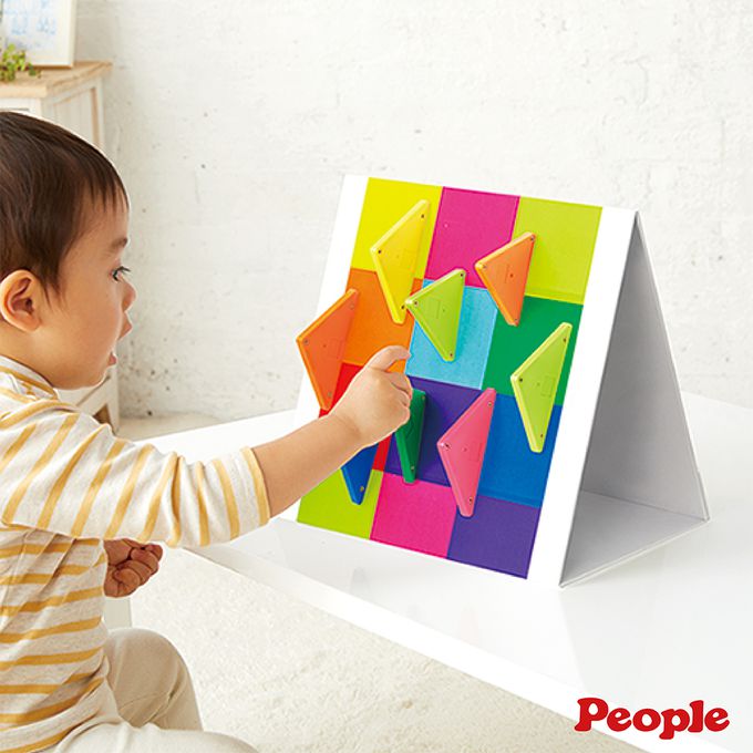 日本 People - 益智磁性積木BASIC系列-平面積木豪華組(附吸附板)(1歲6個月以上~ )