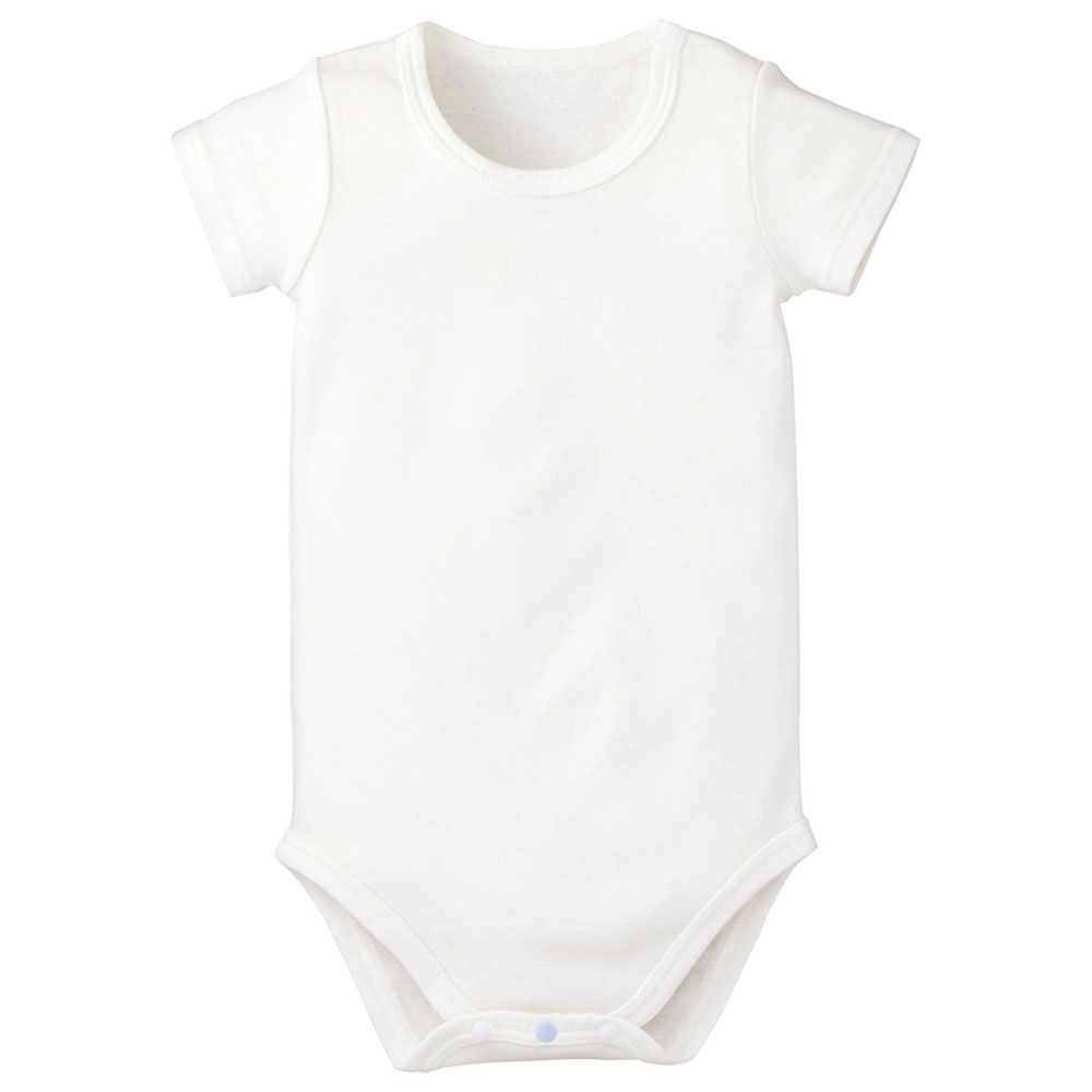 日本 Combi - mini系列-純棉短袖包屁衣-白色