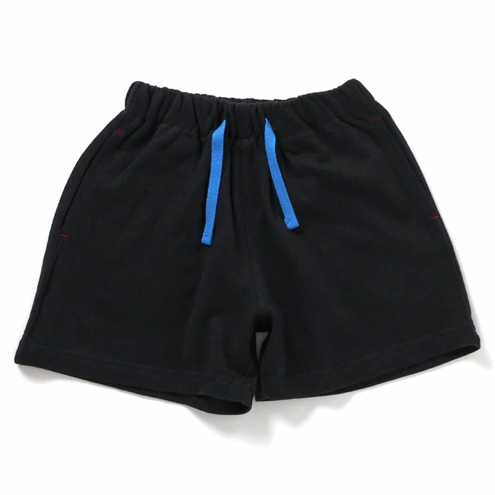 [必收]100%棉 舒適鬆緊印花短褲-素面-黑