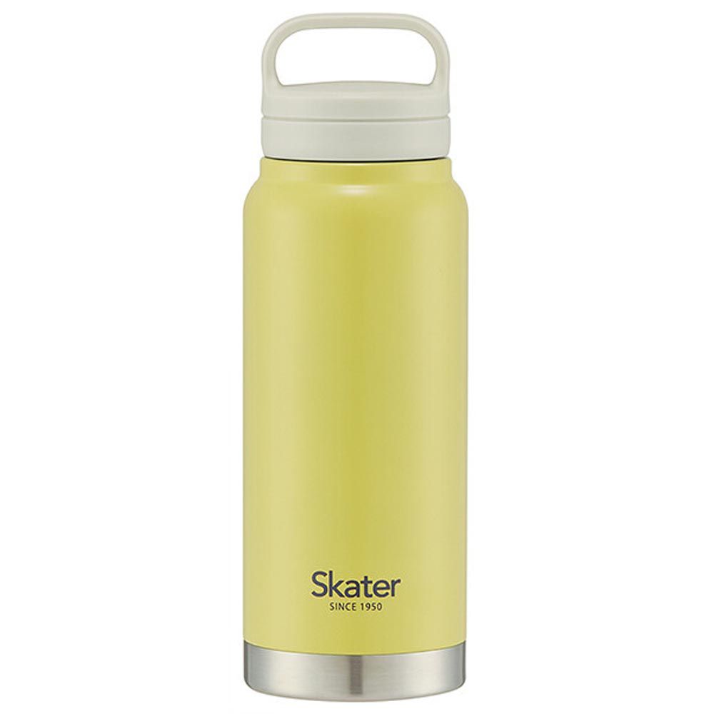 日本 SKATER 代購 - 不鏽鋼雙層真空保冷保溫瓶-上蓋提把-黃綠-500ml