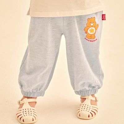 韓國 Care Bears - 聯名款鬆緊腰星星熊純棉防蚊長褲-淺藍