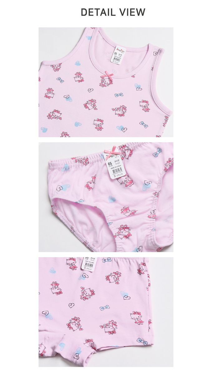 韓國 Mellisse - 韓製棉混紡四角褲(女寶)-可愛貓-粉